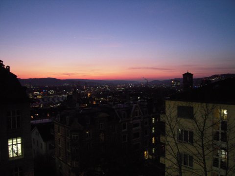 Abendrot über Zürich, 16. Maerz 2008