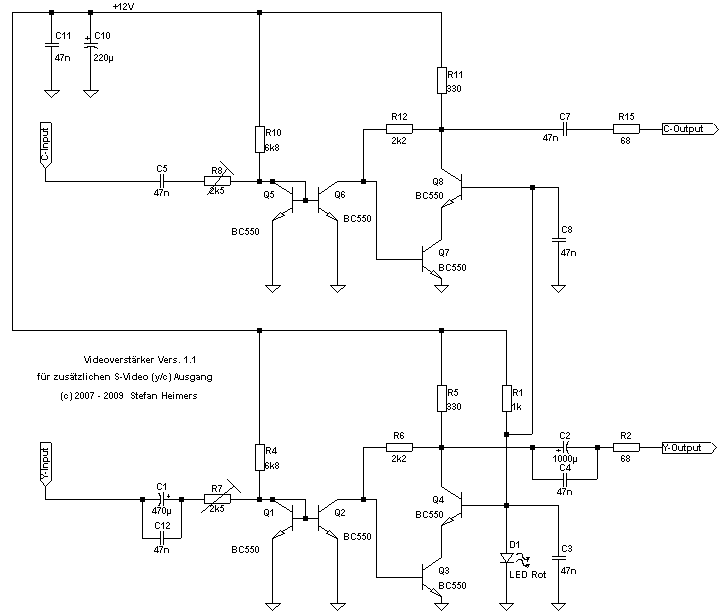 Schaltung des Videoverstärkers